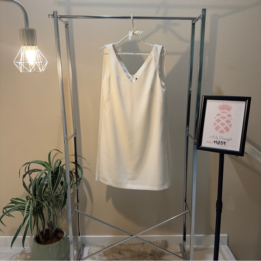 White House Black Market little white dress with caped sleeveless shoulders